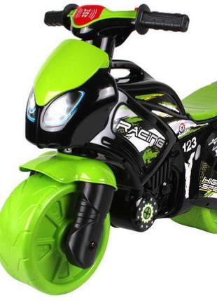 Детская каталка толокар Мотоцикл музыкальный черно-зеленый на ...