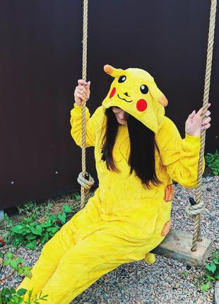 Кигуруми Пикачу Покемон желтый, пижама для взрослых