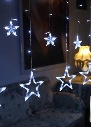 Новогодняя гирлянда-штора Звезды 3х1м, 120 LED от 220V, Белая ...