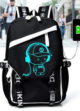 Подростковый школьный рюкзак с USB, (46х30х15 см) / Тканевый ф...