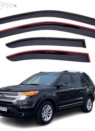 Дефлекторы окон (Ветровики) Ford Explorer 2010-2019 (скотч) HIC