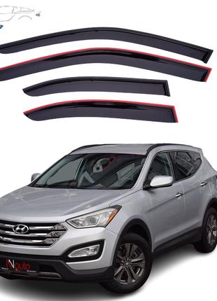 Дефлекторы окон (Ветровики) Hyundai Santa Fe 2012-2018 (скотч)...