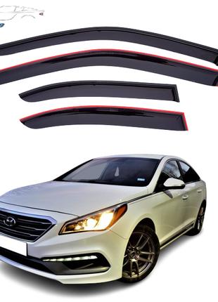 Дефлекторы окон (Ветровики) Hyundai Sonata 2014-2019 (LF) (ско...