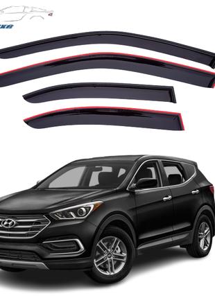 Дефлекторы окон (Ветровики) Hyundai Santa Fe 2018-> (скотч) AC...