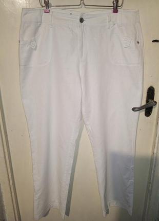 Льняные,широкие,белые брюки-капри-бриджи 3 в 1,бохо,большого р...