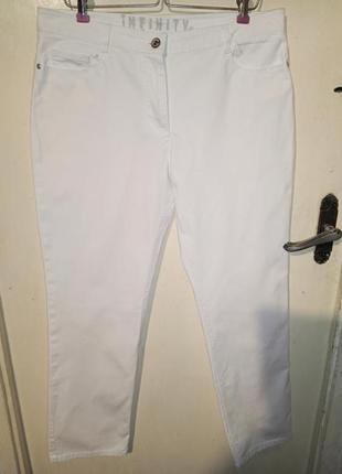 Стрейч-коттон,зауженные,белые брюки-джинсы,большого размера,in...