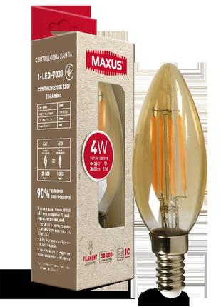 Лампа светодиодная филаментная maxus арт деко c37 4w 2200k e14...