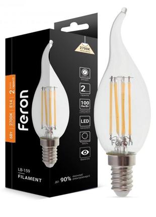 Світлодіодна filament лампа-свічка e14 6w 4000k/2700k