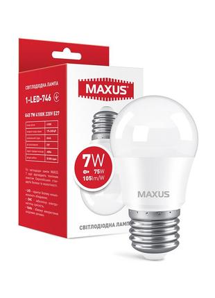 Светодиодная лампа maxus 1-led-746 g45 7w 4100k 220v e27