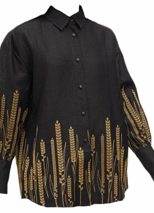 Блуза радміла чорна жіноча, галерея льону, льняна, 44-54рр.