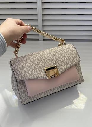 Молочна сумка через плече lita medium vanilla pink michael kors