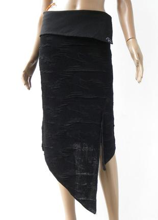 Стильная черная юбка из стрейчевой шифоновой ткани, размер 2 (...