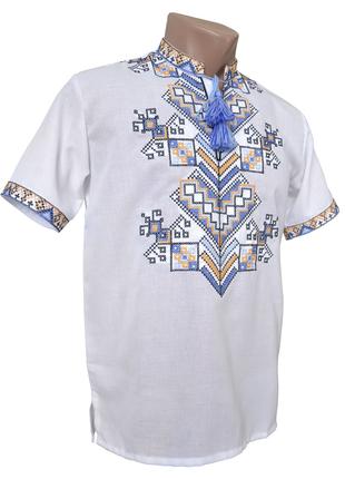 Рубашка вышиванка короткий рукав для мальчика Белая р.140-176