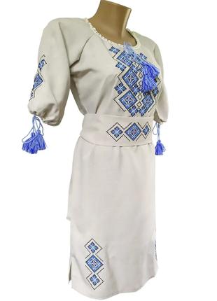 Женское платье вышиванка домотканый лен для Пары орнамент ромб...