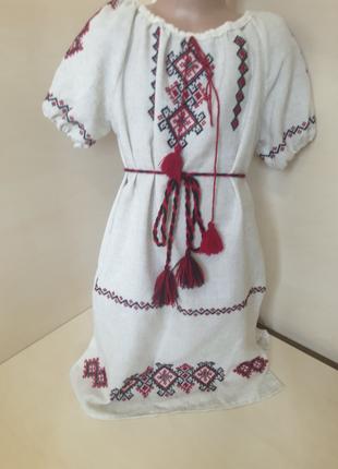 Платье Вышиванка для девочки домотканое Лен ручная вышивка р. ...