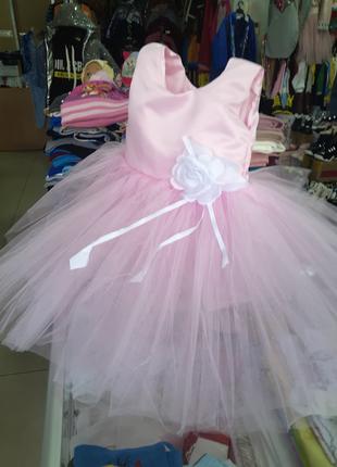 Пышное Розовое бальное платье для девочки праздник 1 2 3 года