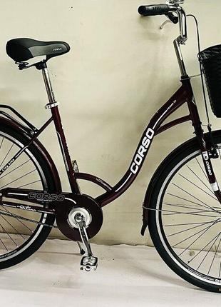 Велосипед міський 28" Corso Fortuna одношвидкісний, кошик, баг...