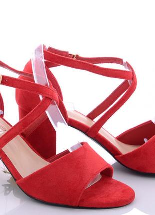 Шикарные замшевые женские красные босоножки на каблуке ТОЛЬКО ...