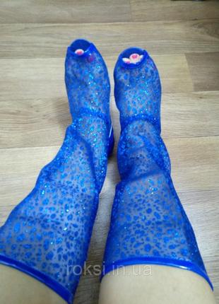 Літні сині жіночі ажурні чоботи на змійці 36-40 в наявності
