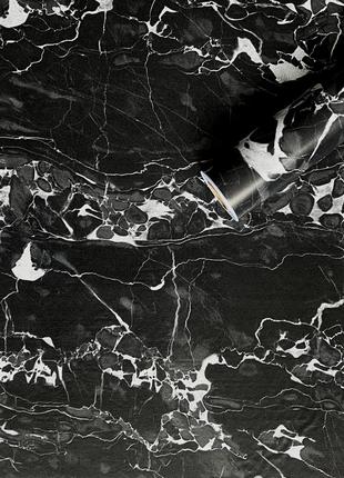 Самоклеющаяся пленка черный мрамор с белым 0,45х10мх0,07мм (20...