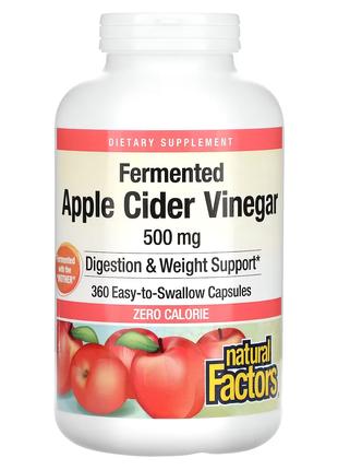 Natural Factors, Яблучний оцет, 500 мг, 360 капсул