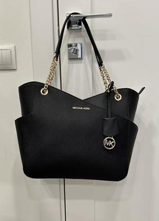 Чорний великий шоппер jet set large black michael kors