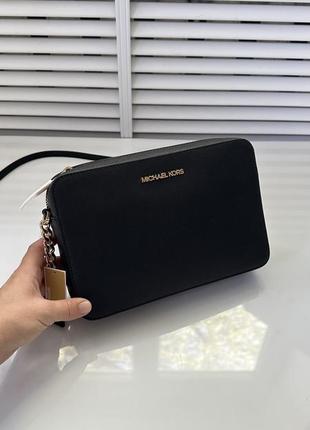 Чорна маленька сумка через плече jet set black michael kors