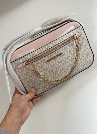 Маленька сумка через плече jet set vanilla pink michael kors