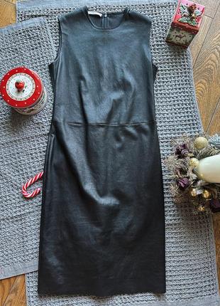 Черное платье из натуральной кожи prada оригинал