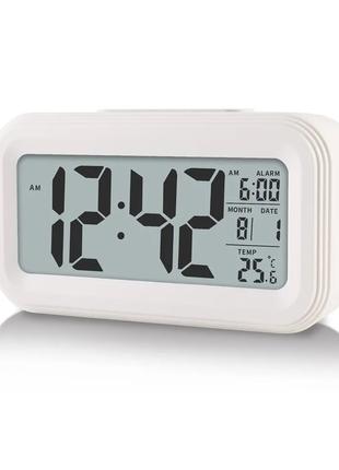Настольные часы с будильником, градусник, подсветка, календарь