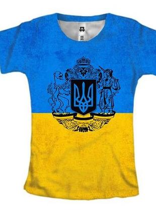 Женская футболка с полной запечаткой с большим гербом украины ...