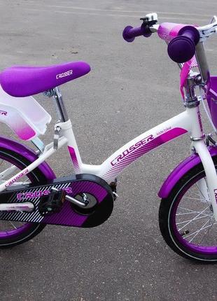 Дитячий велосипед Crosser Kids Bike-3 14" Крила, кошик, бічні ...