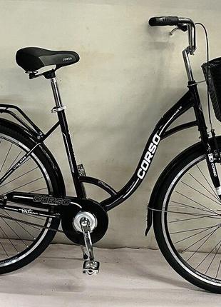 Велосипед дороний Corso Fortuna 28" сталевий, з кошиком, багаж...