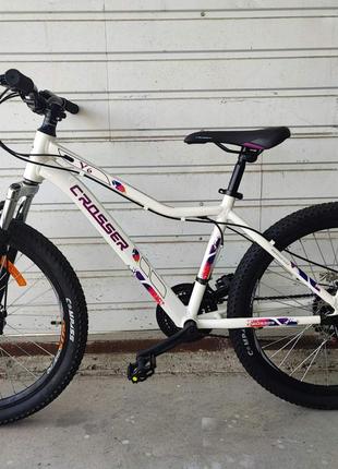 Підлітковий гірський алюмінієвий велосипед Crosser Y6 24" білий