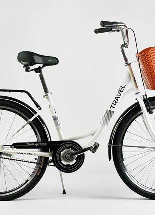Дорожній велосипед Corso Travel 26" сталева рама 16,5" кошик, ...