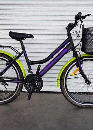 Дорожній велосипед Mustang Sport 24"D кошик, багажник, 21 швид...