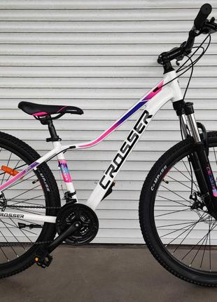Горный велосипед Crosser Girl XC-100 27,5" рама 15" бело-розовый