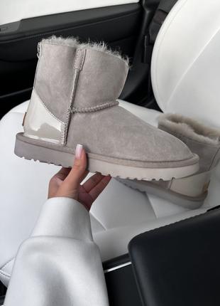 Угг Міні Замш Світло Сірі Змійка UGG Classic Mini Light Grey Zipp