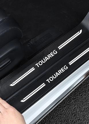 Углеволоконная наклейка логотип на пороги для Volkswagen Touareg