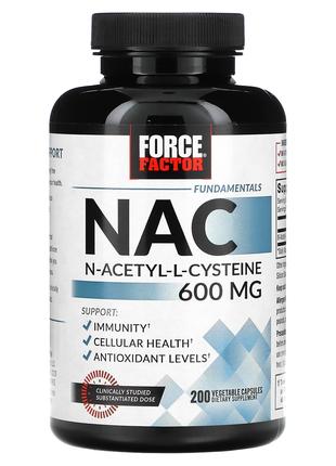 Force Factor, NAC,N-ацетил-L-цистеїн, 600 мг,200 рослинних АЦЦ