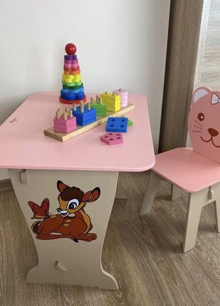 Детский стол парта со стульчиком Медвеженок для рисования и уч...