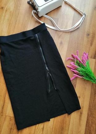 Изысканная базовая юбка карандаш миди с разрезом на ножке