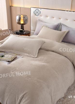 Теплое постельное белье велюровое Евро размер 200*230 Home