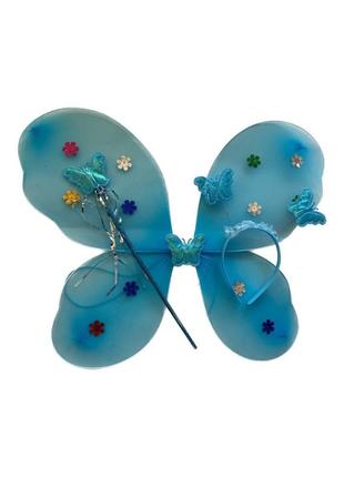 Костюм «Бабочка» 3 предмета с цветочками Голубой