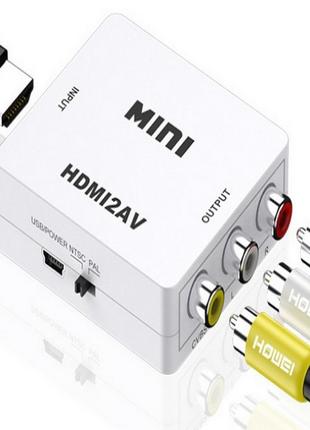 Конвертер HDMI to AV RCA тюльпан переходник, адаптер, 1080p с ...