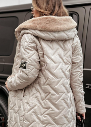 Куртка зимняя женская плащевка стежка, мех, силикон 200р 42-44...