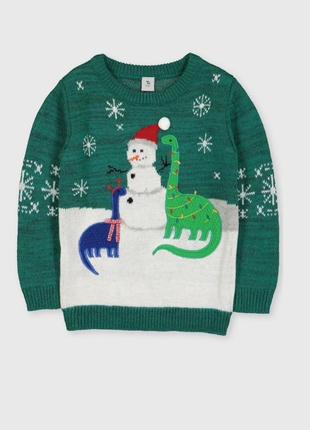 Вязаная кофта свитер джемпер дино динозавр новогодний новый го...