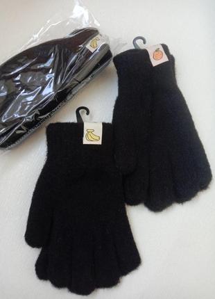 Черные пушистые перчатки перчатки подростковые, зимние теплые,...