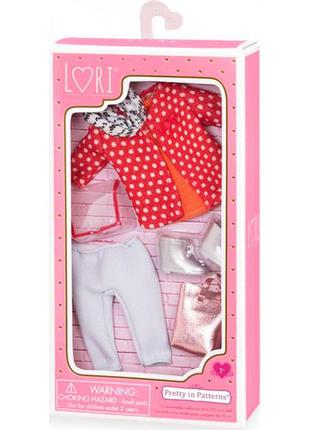 Набір одягу для ляльок lori червоне пальто з візерунком lo30014z