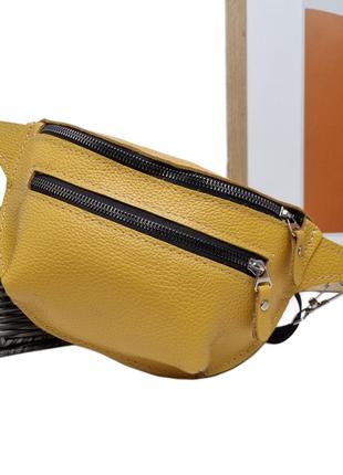 Женская сумка на пояс натуральная кожа желтый арт.3-1900990 se...
